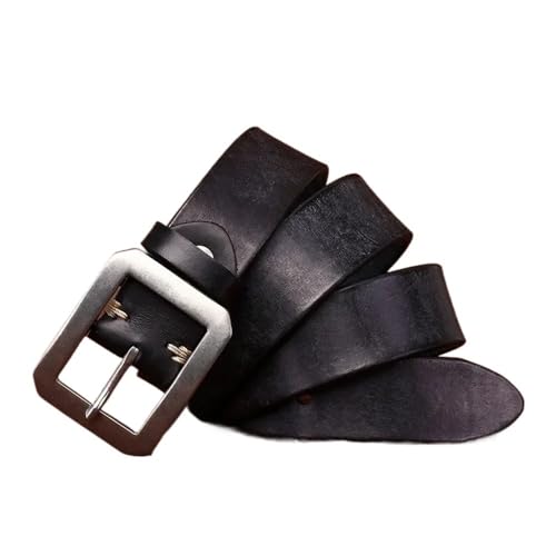 Svincoter 3,8 cm Herren Jeansgürtel aus echtem Leder 304 Edelstahl mit Dornschließe(105CM_Black) von Svincoter