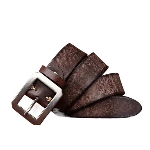 Svincoter 3,8 cm Herren Jeansgürtel aus echtem Leder 304 Edelstahl mit Dornschließe(110cm_Brown) von Svincoter