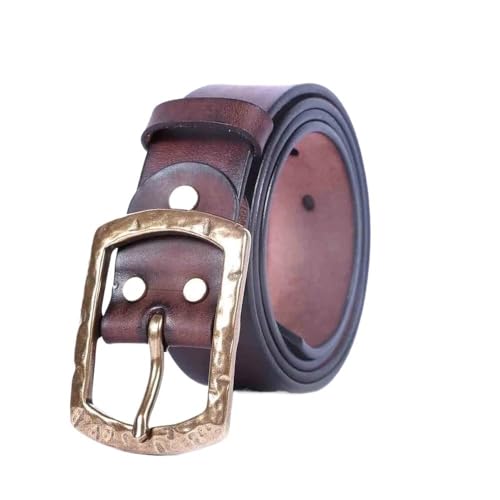 Svincoter 3,8 cm Herrengürtel aus echtem Leder mit massiver Messingschnalle, handgefertigt, lässiger Dornschließe(110cm_Dark Coffee) von Svincoter