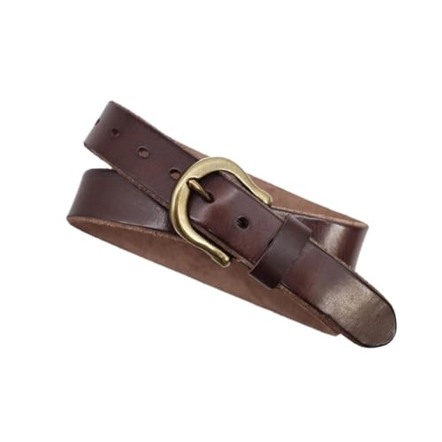 Svincoter 3,8 cm Vintage-Gürtel aus echtem Leder for Herren, Kupferschnalle, Jeans, Freizeitgürtel(105cm_Coffee) von Svincoter