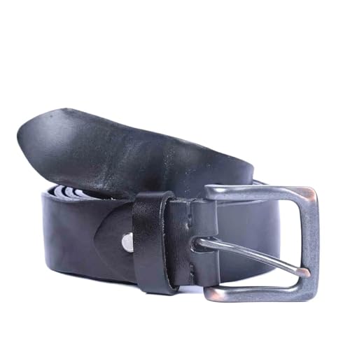 Svincoter 3,8 cm Vintage-Gürtel aus echtem Leder mit Metall-Dornschließe for Herren(120cm_Black) von Svincoter