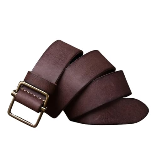 Svincoter 3,8 cm breite Herren-Jeansgürtel aus echtem Leder ohne Bohren, Glatte Schnalle(120cm_2) von Svincoter