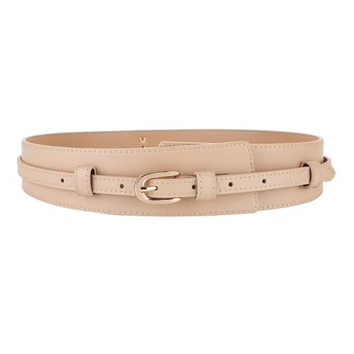 Svincoter Breiter Damengürtel aus echtem Leder mit abnehmbarem Frack(100cm_Khaki) von Svincoter