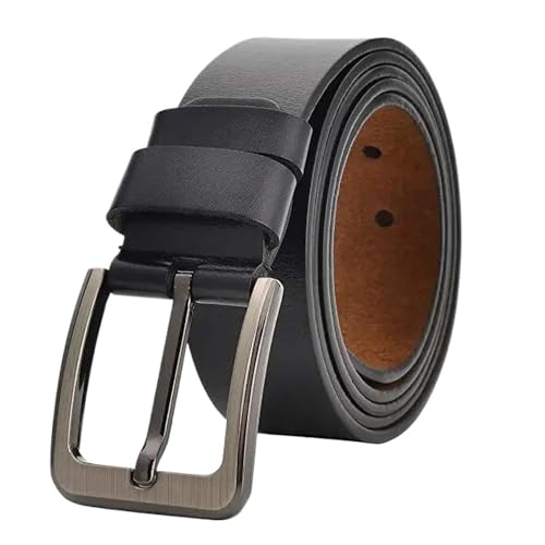Svincoter Herren 105-170cm großer Spaltledergürtel aus echtem Leder mit Metallschnalle(170cm_Black-b) von Svincoter