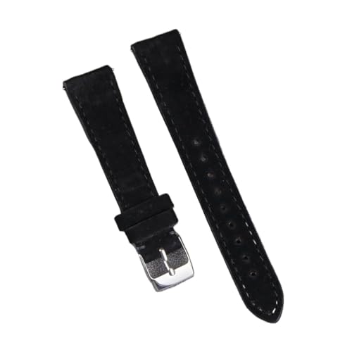 Svincoter Hochwertiges Leder-Wildleder-Uhrenarmband, 18 mm, 20 mm, 22 mm, Grau, Blau, Braun, Uhrenarmbänder, Schnellverschluss-Armband, Gürtelzubehör (Color : Black, Size : 18mm black buckle) von Svincoter