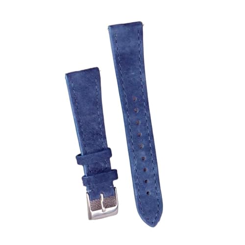 Svincoter Hochwertiges Leder-Wildleder-Uhrenarmband, 18 mm, 20 mm, 22 mm, Grau, Blau, Braun, Uhrenarmbänder, Schnellverschluss-Armband, Gürtelzubehör (Color : Dark blue, Size : 18mm silver buckle) von Svincoter