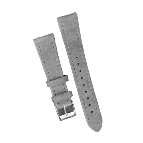 Svincoter Hochwertiges Leder-Wildleder-Uhrenarmband, 18 mm, 20 mm, 22 mm, Grau, Blau, Braun, Uhrenarmbänder, Schnellverschluss-Armband, Gürtelzubehör (Color : Gray, Size : 22mm silver buckle) von Svincoter