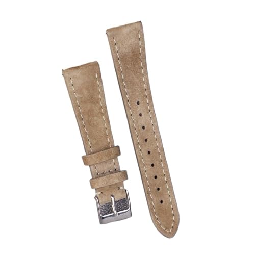 Svincoter Hochwertiges Leder-Wildleder-Uhrenarmband, 18 mm, 20 mm, 22 mm, Grau, Blau, Braun, Uhrenarmbänder, Schnellverschluss-Armband, Gürtelzubehör (Color : Light coffee, Size : 20mm silver buckle) von Svincoter