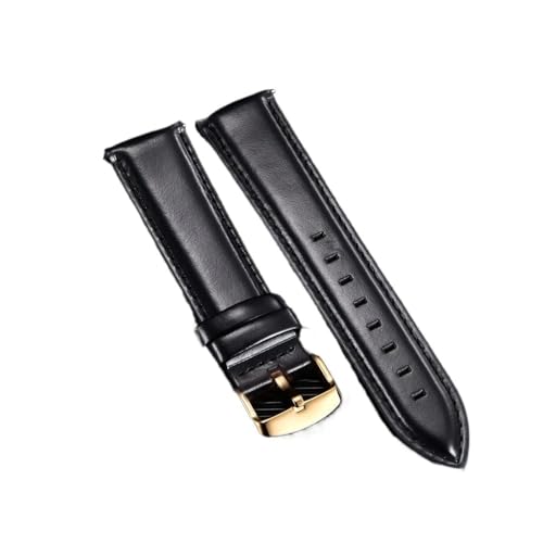 Svincoter Quick Release Straps Männer Frauen Armbänder Echtes Leder Armband 18mm 20mm 22mm Business Uhr Band fit for DW Uhr (Color : Black (gold), Size : 18mm) von Svincoter