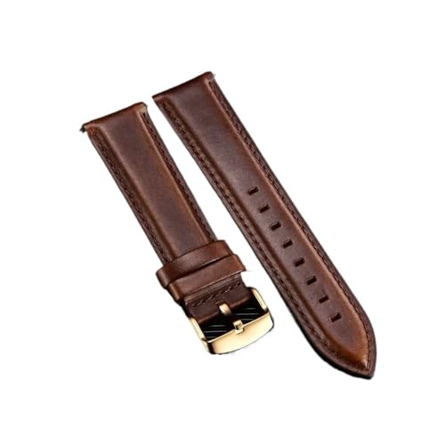 Svincoter Quick Release Straps Männer Frauen Armbänder Echtes Leder Armband 18mm 20mm 22mm Business Uhr Band fit for DW Uhr (Color : Dark brown (gold), Size : 22mm) von Svincoter