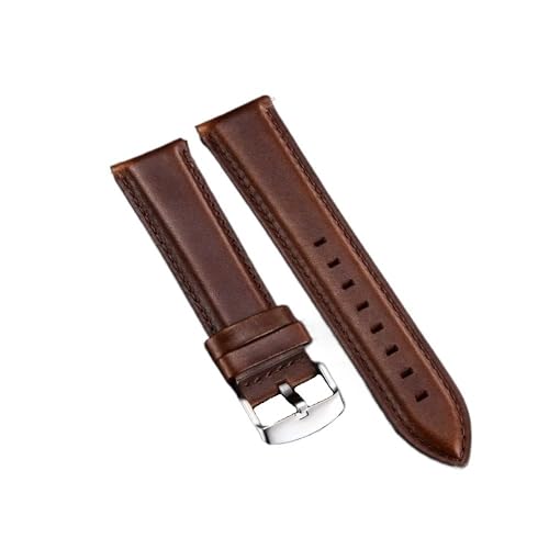 Svincoter Quick Release Straps Männer Frauen Armbänder Echtes Leder Armband 18mm 20mm 22mm Business Uhr Band fit for DW Uhr (Color : Dark brown (silver), Size : 20mm) von Svincoter