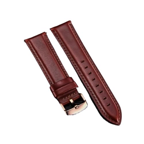 Svincoter Quick Release Straps Männer Frauen Armbänder Echtes Leder Armband 18mm 20mm 22mm Business Uhr Band fit for DW Uhr (Color : Red (rose gold), Size : 20mm) von Svincoter