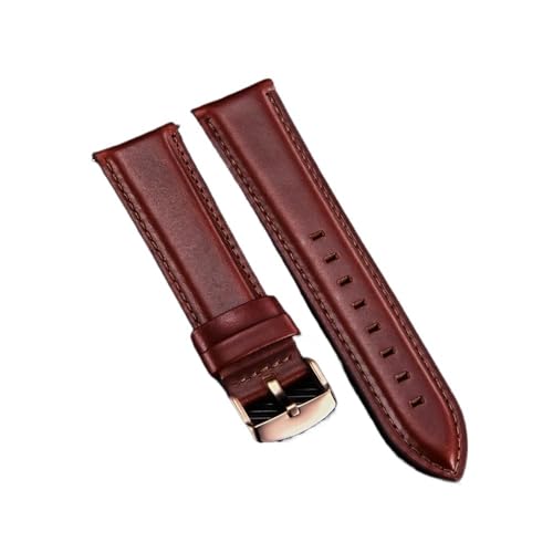 Svincoter Quick Release Straps Männer Frauen Armbänder Echtes Leder Armband 18mm 20mm 22mm Business Uhr Band fit for DW Uhr (Color : Red (rose gold), Size : 22mm) von Svincoter
