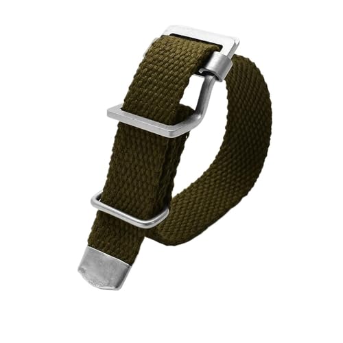 Vintage Atmungsaktives Canvas Uhrenarmband FIT for Rolex Schwarz grün Wassergeist Hamilton Seiko Tudor 20mm 22mm Herren Geflecht Stoffbänder (Color : Army Green, Size : 22mm) von Svincoter