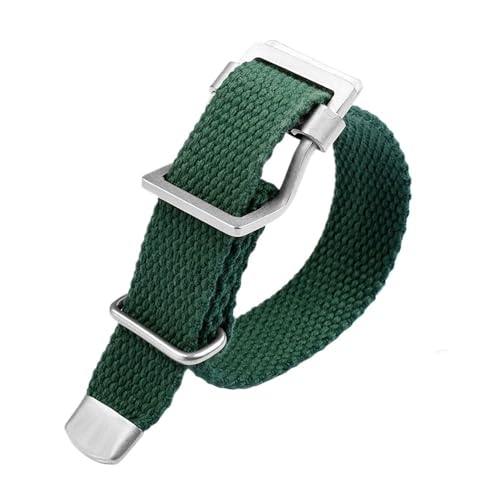 Vintage Atmungsaktives Canvas Uhrenarmband FIT for Rolex Schwarz grün Wassergeist Hamilton Seiko Tudor 20mm 22mm Herren Geflecht Stoffbänder (Color : Dark green, Size : 21mm) von Svincoter