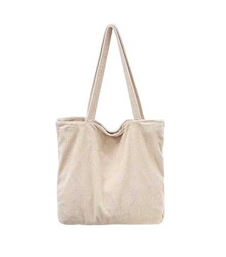 Tote Bag Damen Handtasche Große Cord-Tragetasche Shopper Umhängetasche BAG05-beige von Svnqney