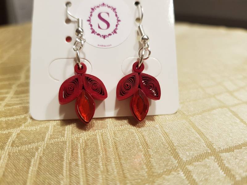 Ohrringe Tränen Mit Zirkon, Quilling Ohrringe, Handgemachte Papier Tropfen Ohrringe. Eleganter Schmuck, Frau, Mädchen, Schönheit, Geschenk von Svobia