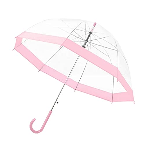 SvriTe Durchsichtige Regenschirme 4 Farben Transparent Langer Griff Regen Regenschirm Ultraleicht Frauen Kinder Damen Regenschirme, rose von SvriTe