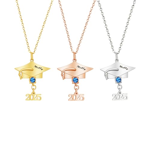 Svyqwmz Abschlussgeschenke für Frauen Personalisierte Namenshalskette Halskette mit Abschlussmützenanhänger Geburtsstein-Schmuck Klasse von 2025 Svyqwmz Abschlussgeschenke für Frauen Personalisierte Namenshalskette Halskette mit Abschlussmützenanhänger Geburtsstein-Schmuck Klasse von 2025 von Svyqwmz