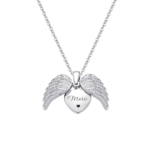 Svyqwmz Benutzerdefinierte Engelsflügel Halskette Personalisierte Gravierte Name Halskette Herz Medaillon Paare Gedenkschmuck Geschenk für Frauen Männer Svyqwmz Benutzerdefinierte Engelsflügel Halskette Personalisierte Gravierte Name Halskette Herz Medaillon Paare Gedenkschmuck Geschenk für Frauen Männer von Svyqwmz