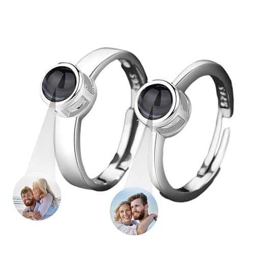 Svyqwmz Benutzerdefinierte Ring mit Bild innen Ich liebe dich in 100 Sprachen Paar Ring Foto Projektion Ringe Hochzeitsgeschenke für Frauen Männer von Svyqwmz