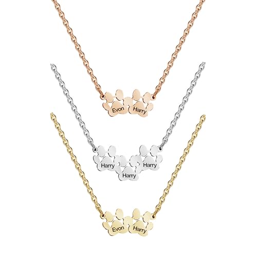 Svyqwmz Personalisierte Hundepfoten-Anhänger-Halskette mit eingraviertem Namen, Katzenpfoten-Anhänger, Haustier-Gedenk-Halskette, Schmuckgeschenk für Frauen und Männer Svyqwmz Personalisierte Hundepfoten-Anhänger-Halskette mit eingraviertem Namen, Katzenpfoten-Anhänger, Haustier-Gedenk-Halskette, Schmuckgeschenk für Frauen und Männer von Svyqwmz