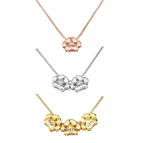 Svyqwmz Personalisierte Hundepfoten-Anhänger-Halskette mit eingraviertem Namen, Katzenpfoten-Anhänger, Haustier-Gedenk-Halskette, Schmuckgeschenk für Frauen und Männer von Svyqwmz