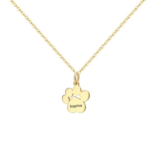 Svyqwmz Personalisierte gravierte Name Halskette Custom Hund Pfote Anhänger Halskette mit Namen Haustier Gedenkschmuck für Frauen Männer von Svyqwmz