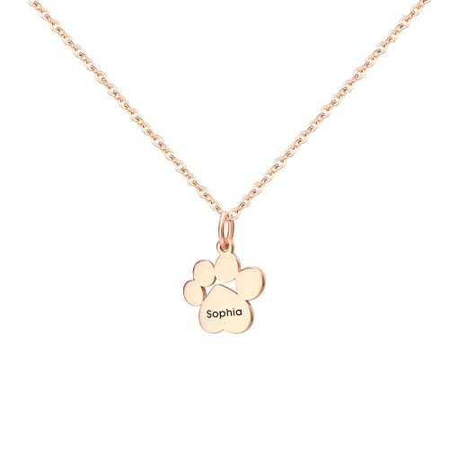 Svyqwmz Personalisierte gravierte Name Halskette Custom Hund Pfote Anhänger Halskette mit Namen Haustier Gedenkschmuck für Frauen Männer von Svyqwmz