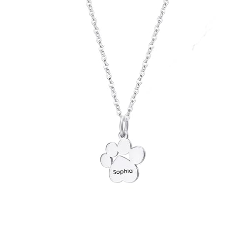 Svyqwmz Personalisierte gravierte Name Halskette Custom Hund Pfote Anhänger Halskette mit Namen Haustier Gedenkschmuck für Frauen Männer Svyqwmz Personalisierte gravierte Name Halskette Custom Hund Pfote Anhänger Halskette mit Namen Haustier Gedenkschmuck für Frauen Männer von Svyqwmz