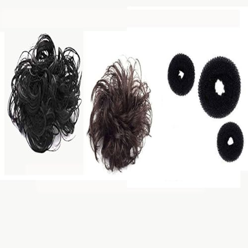 Swadeshi Desire Facny Juda Juda für Damen und Mädchen (3 Haar-Donuts, 1 schwarzer Gummi und 1 brauner Gummi-Juda) von Swadeshi Desire