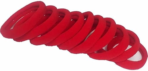 Swadeshi Desire Set mit 10 roten elastischen Baumwoll-Stretch-Haargummis für Damen/Mädchen/Schule von Swadeshi Desire