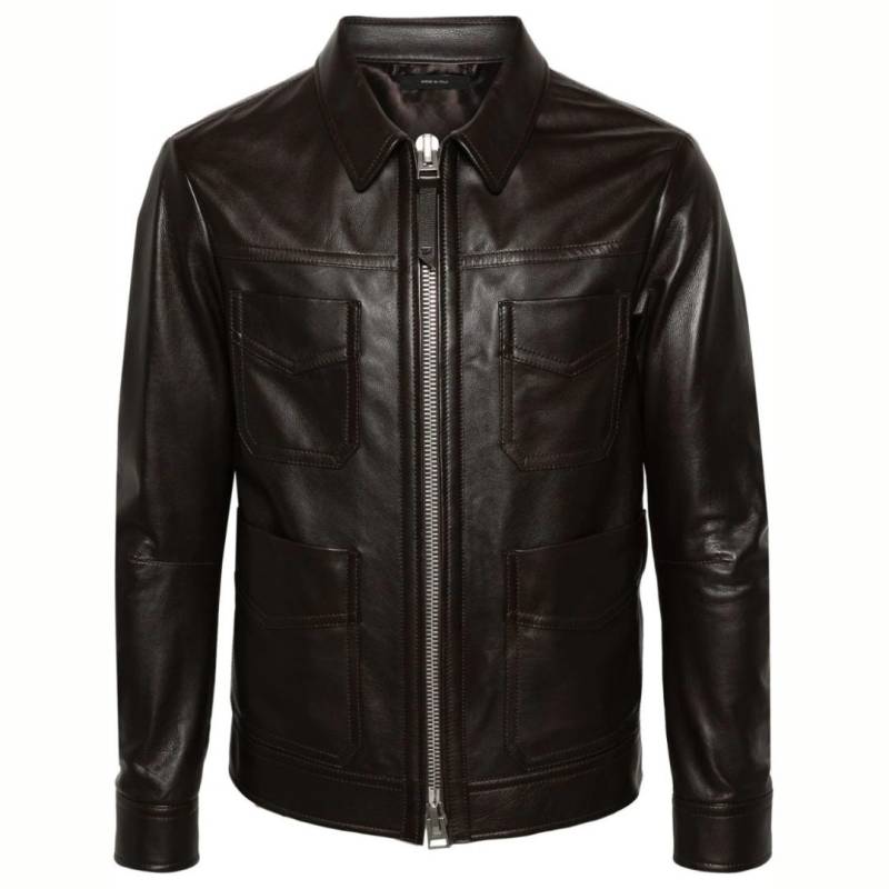 Men's Four-Pocket Leather Jacket von SwaggeroutfitsStore