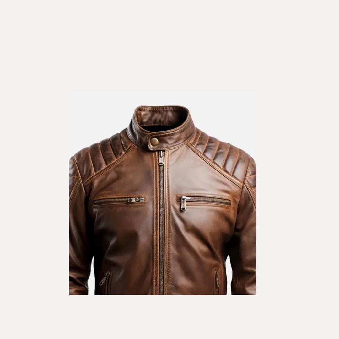 Men's Leo Distressed Brown Cafe Racer Leather Jacket | Vintage Style Motorcycle Coat & Casual Armored Outerwear Men's Leo Distressed Brown Cafe Racer Leather Jacket | Vintage Style Motorcycle Coat & Casual Armored Outerwear von SwaggeroutfitsStore