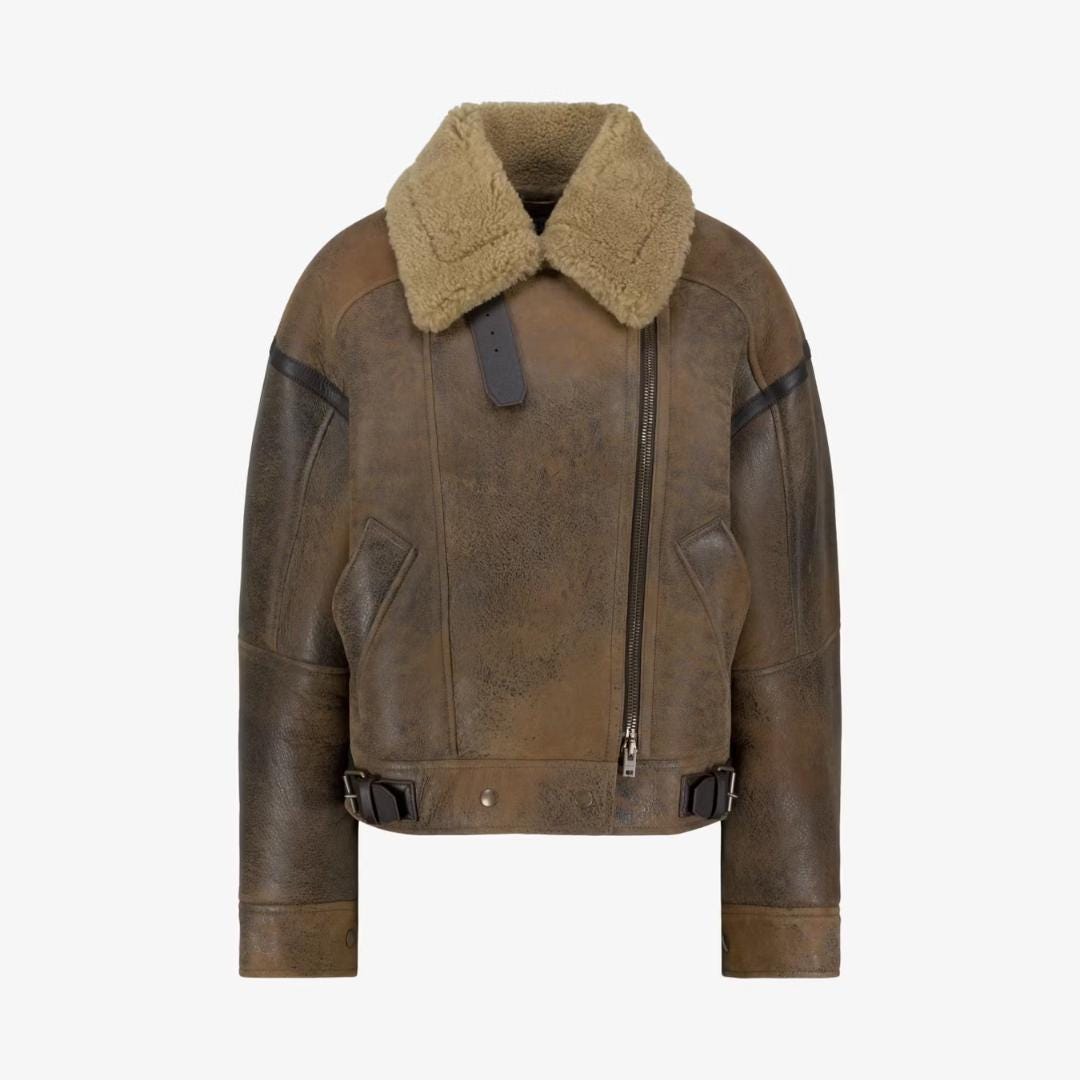 Women Vintage Brown Leather Jacket - Stylish Retro Outerwear, Classic Fashion Statement, Perfect For Any Occasion & Timeless Elegance von SwaggeroutfitsStore