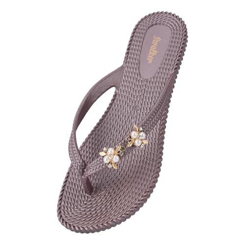 Swalker Metalli Herren & Damen Flip Flop Sandalen aus recycelbarer Gummisohle mit rutschfestem Muster, Metallic Coco, 38.5 EU von Swalker