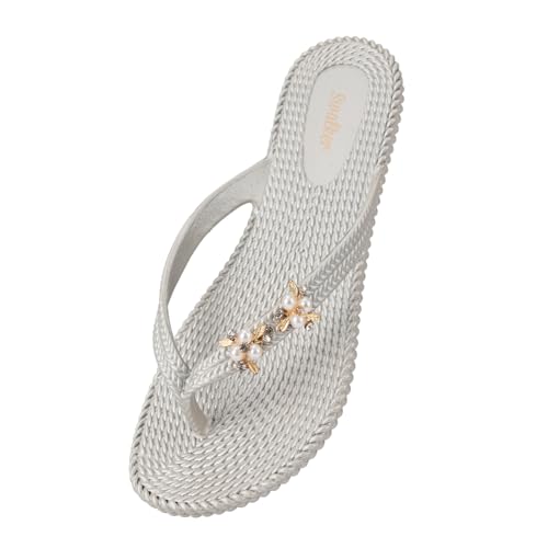 Swalker Metalli Herren & Damen Flip Flop Sandalen aus recycelbarer Gummisohle mit rutschfestem Muster, silber, 41 EU von Swalker