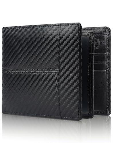 Swallowmall Herren-Geldbörse aus echtem Leder, schmal, mit Ausweisfenster, 18 Kartenhalter, Schwarzstreifen-Reißverschluss von Swallowmall