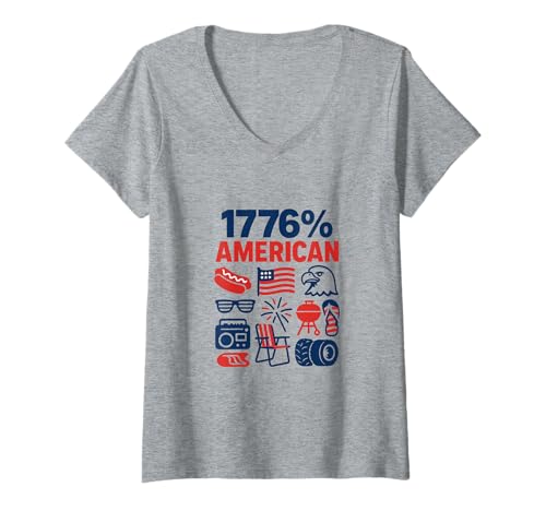 Damen Bangin' Since '76 Funny Founding Fathers 4. Juli 4 T-Shirt mit V-Ausschnitt von Swampstrong Threads