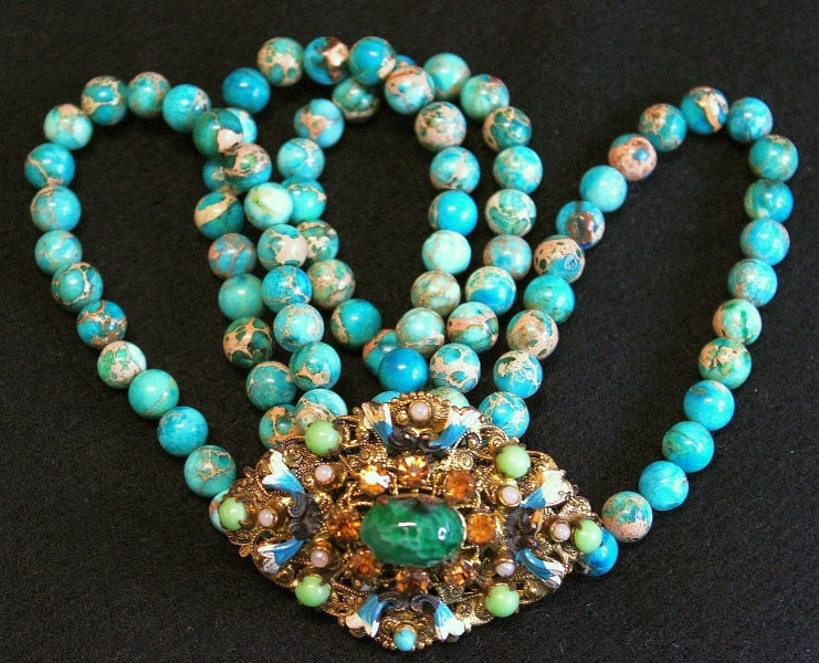 Vintage Art Deco Variscit Broschen Armband Set 5-In-1 Schmuck von SwanCollection