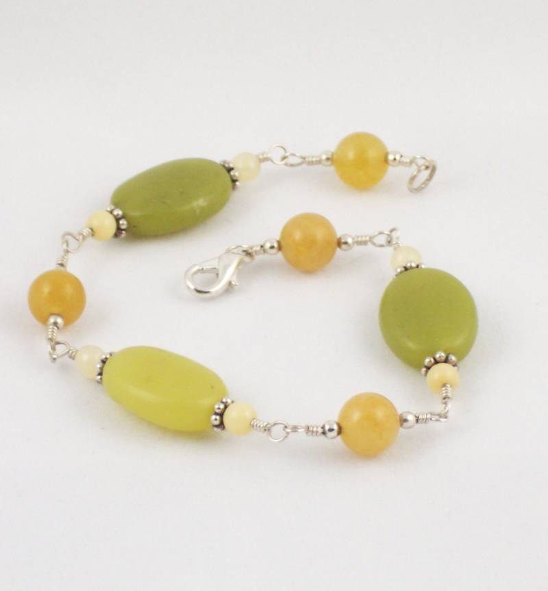 Achat Grün Und Gelbe Jade Armband Achat Grün Und Gelbe Jade Armband von SwanDiveJewelry