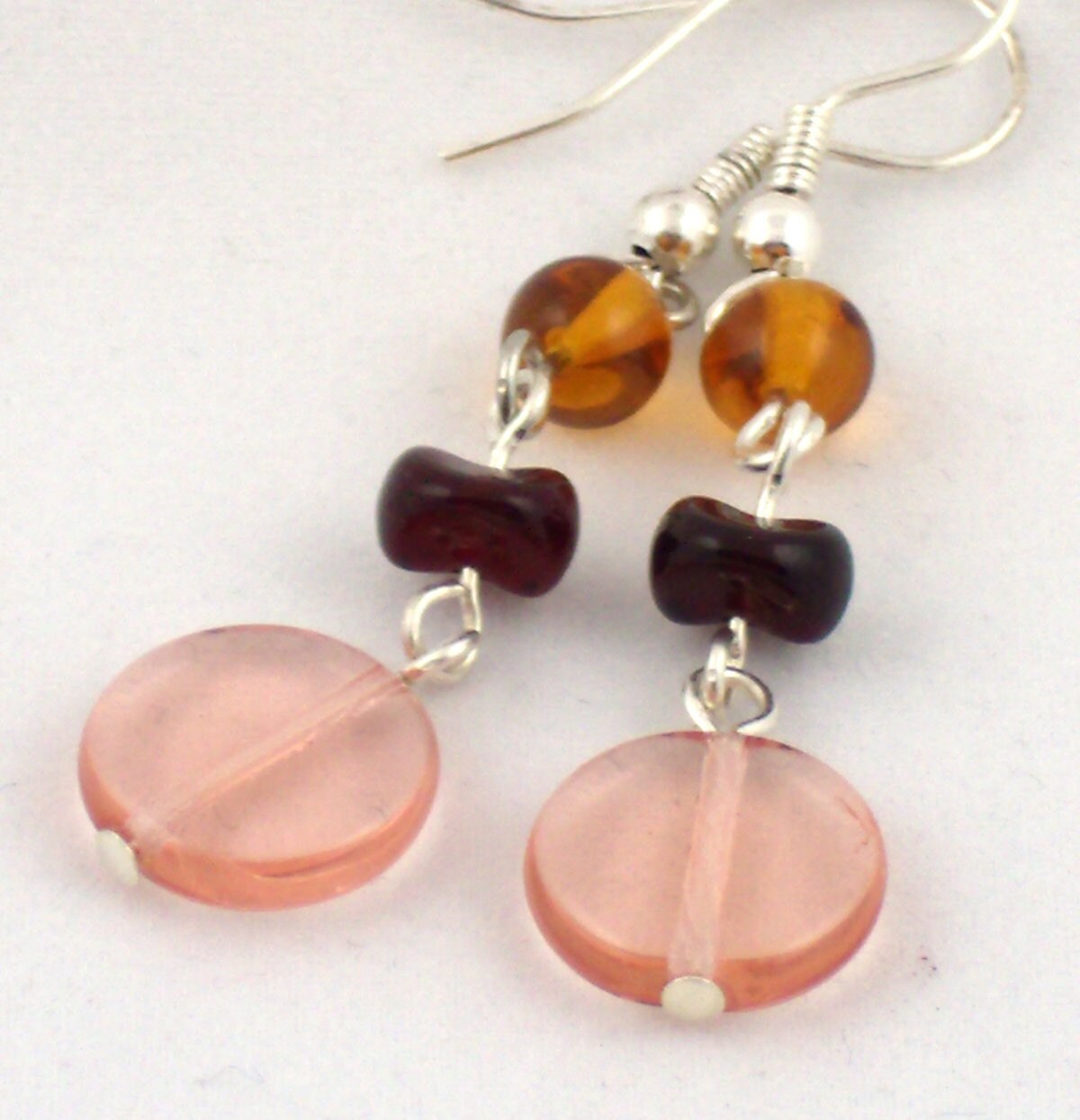 Vintage Ohrringe in Rosa Und Orange von SwanDiveJewelry