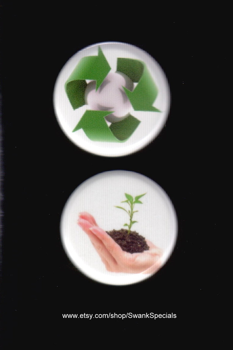 3cm Recycling Knopfpaar - Button Oder Magnet von SwankSpecials