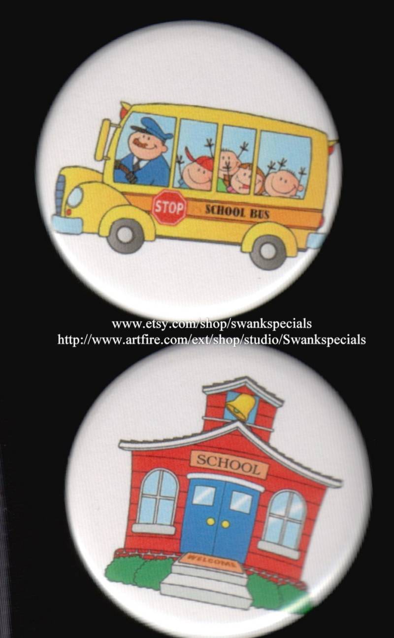 Knöpfe Um Nicht Lesenden Kleinen Kindern Zu Signalisieren, Dass Sie Entweder Bus Fahren Oder Am Ende Des Tages in Der Schule Bleiben Sollen von SwankSpecials