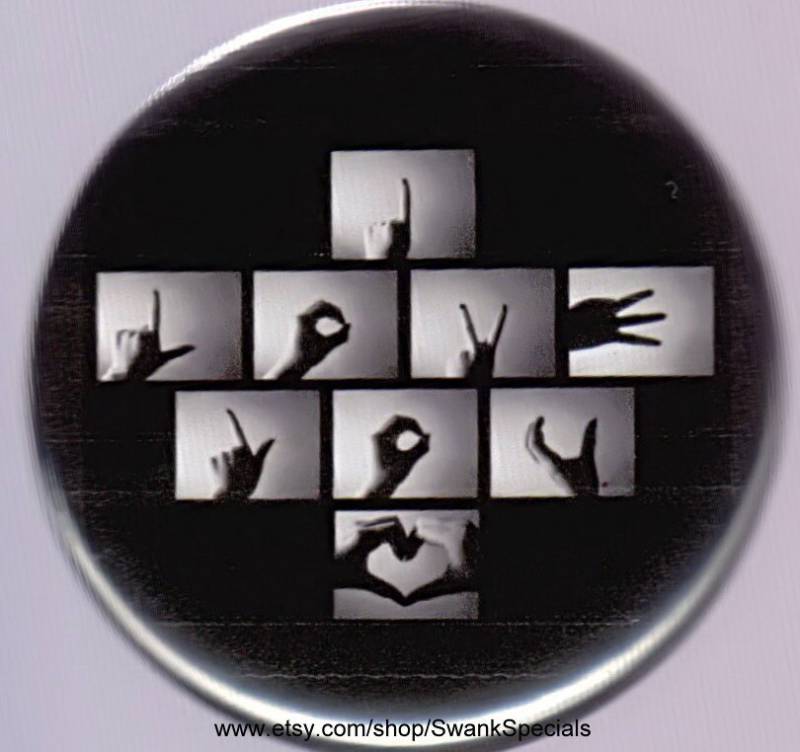 Zeichensprache - Ich Liebe Dich. Pin Zurück Button Oder Magnet von SwankSpecials
