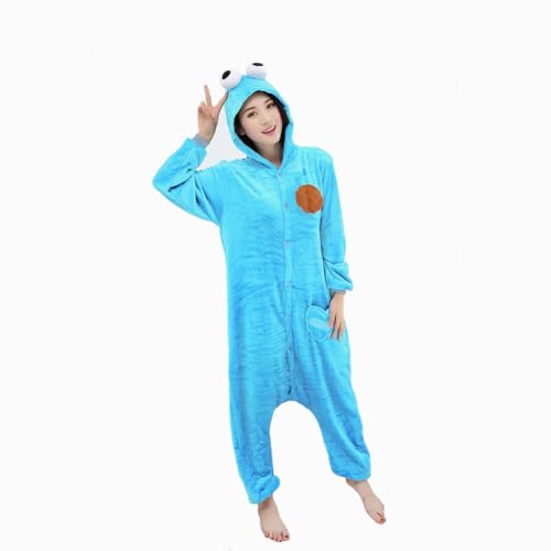 Swanka Jumpsuit Onesie Halloween kostüm Pyjama Overall für Fasching Karneval Damen Herren Erwachsene(L, Blau 1) von Swanka