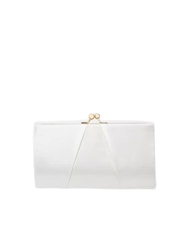 Swanky Swans Mira Satin Classic Frame Bag, Damen Clutch, Beige (Ivory), 5.1x12x20.8 cm (W x H L) von SwankySwans