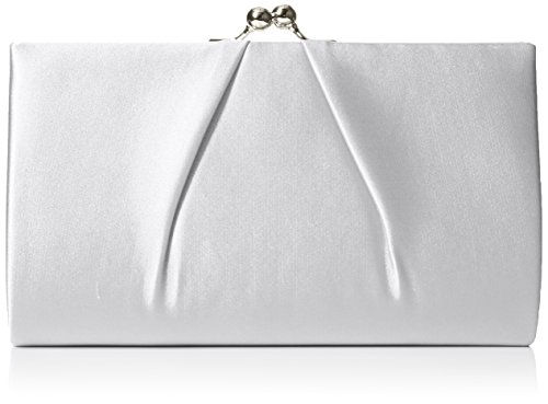 Swanky Swans Mira Satin Classic Frame Bag, Damen Clutch, Silver, 5.1x12x20.8 cm (W x H L) von SwankySwans