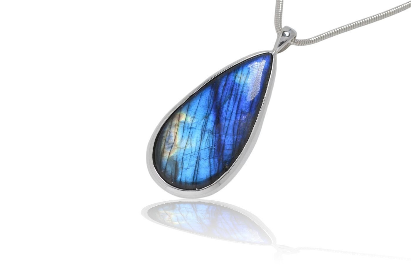 48mm Tiefblauer Labradorit Silber Anhänger von SwankyElements