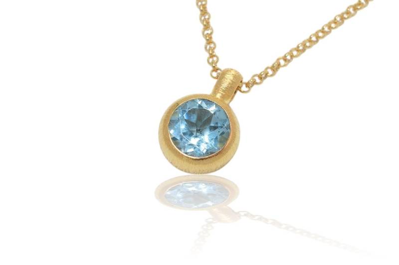 Blautopas 18K Gold/Silber Anhänger. Länge 16mm Blautopas 18K Gold/Silber Anhänger. Länge 16mm von SwankyElements